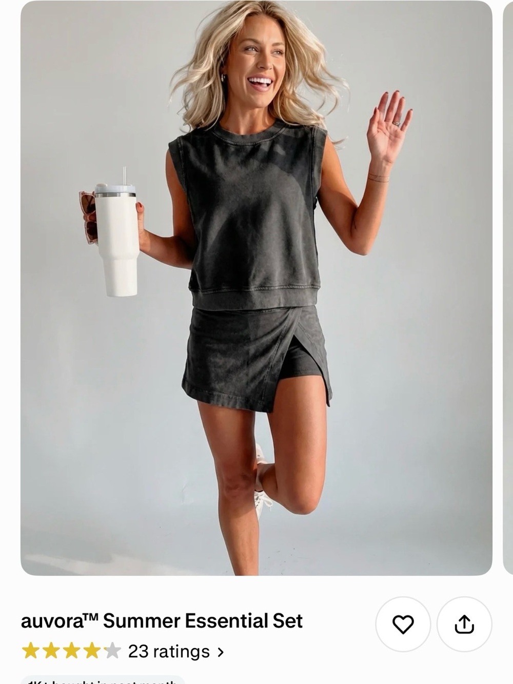 Women's Charcoal Sleeveless Top & Skort